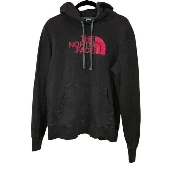 THE NORTH FACE Womens Olive Spellout Logo Hooded Pullover Sweatshirt Sz M - Picture 1 of 8
